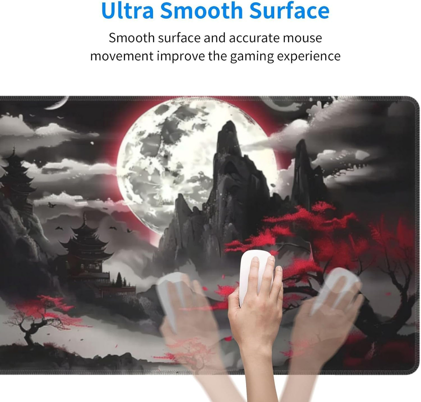 Extended Gaming Mouse Pad, Large Desk Mat XL Anime Mouse Pad Waterproof with Stitched Edges, Non-Slip Desktop Pad for Home and Office, Level Up Your 31.5x11.8 Inch (Night canyon2)