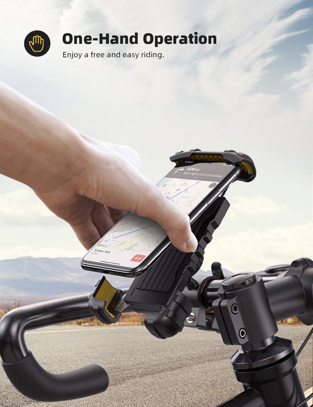Lamicall Bike Phone Holder, Motorcycle Phone Mount - Adjustable Motorbike Phone Holder for iPhone 15 14 13 12 Pro Max Mini, 11 Pro Max Xs 8 X 8P 7 6S, Samsung S10 S9, Huawei, 4.7-6.8 Devices
