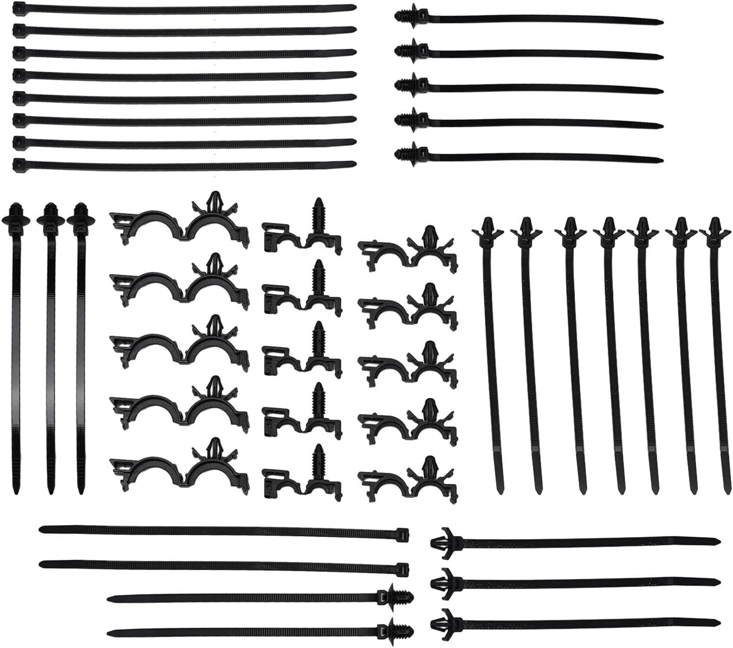 45 Pieces Car Cable Management Kit With Push Mount Cable Ties And Wire Routing Clips, Nylon Cable Tie Buckle Set For Automotive Engine Bay Wire Organization