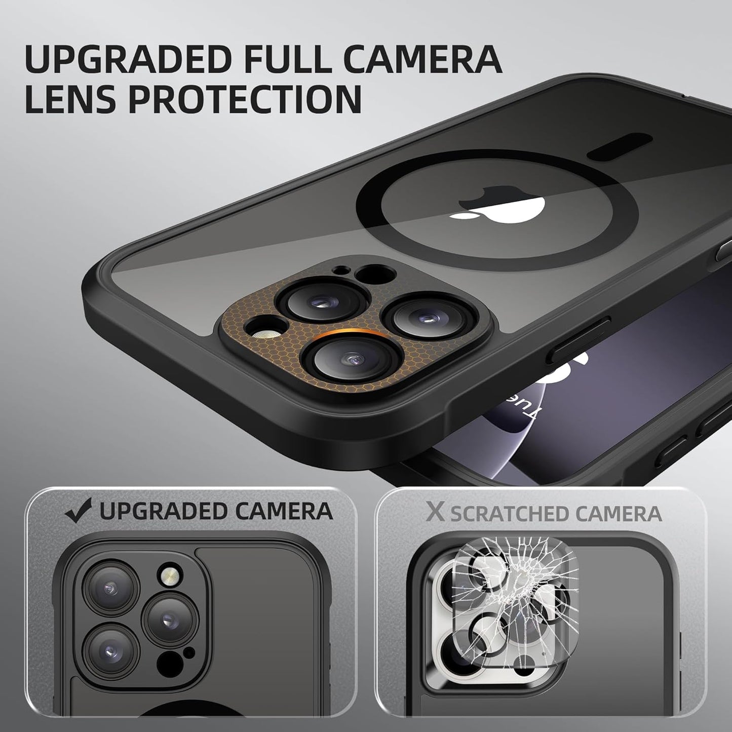 BERFY Magnetic for iPhone 16 Pro Max Case, Compatible with MagSafe, [Built-in 9H Tempered Glass Screen Protector & Upgraded Camera Protection] Full Body Shockproof Phone case for 16 ProMax,Black