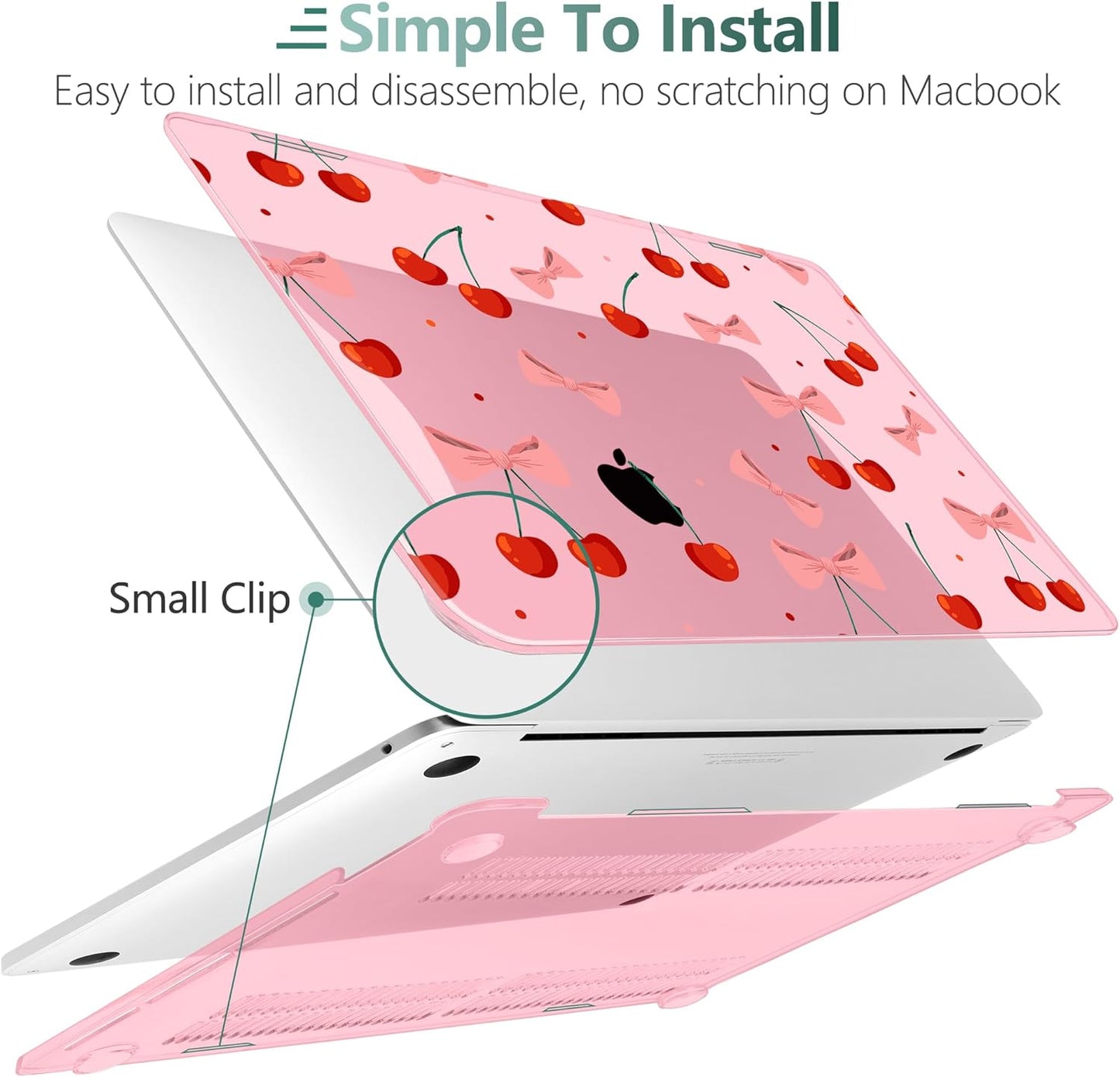 TWOLSKOO Compatible with MacBook Pro 13 inch Case 2023-2016 A2338 M2/M1 A2251 A2289 A2159 A1989 A1706, Plastic Hard Shell Cover & Keyboard Skin & Screen Protector, Cute Cherry