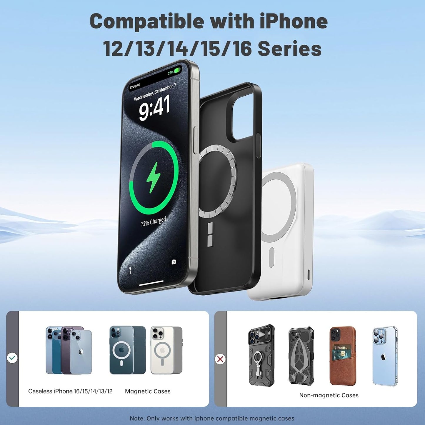 Azmuth Wireless Portable Charger with Stand, Slim 10000mAh Magnetic Power Bank for Magsafe, 22.5W Fast Charging Battery Pack with Digital Display Compatible with iPhone 16/15/14/13/12 Series