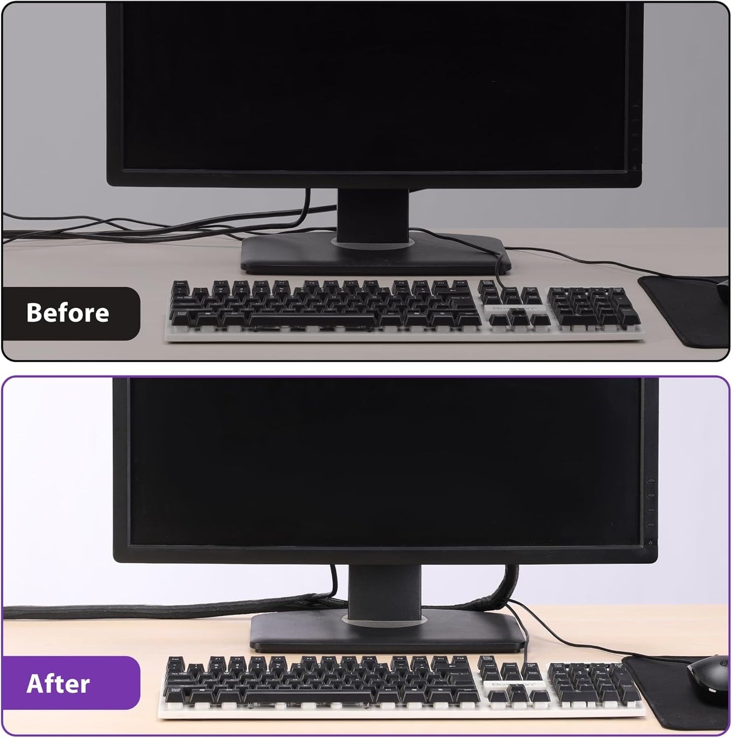 16.4ft 1/2inch Cord Cover, YCLYC Cord Protectors from Pets no Chew, Flexible Cord Covers for Pets, Easy Cable Management Sleeve, Wire Covers for Cords, Wire Protector for Pets, Audio, Computer