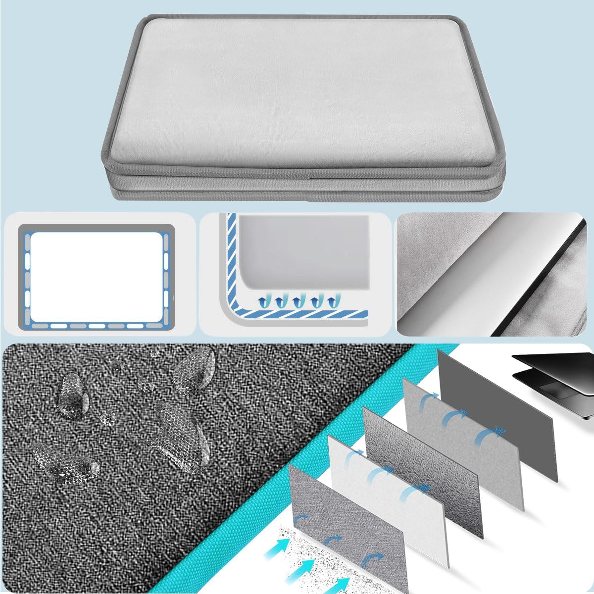 Universal Laptop Shoulder Bag 13-17.3 Inch Shockproof Briefcase with Multi-Pockets & Adjustable Strap for MacBook Pro/Air