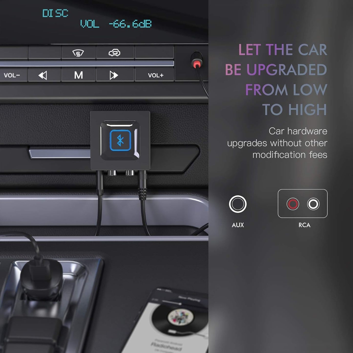 esinkin Wireless Audio Receiver for Music Streaming Sound System Works with Smart Phones, Tablets and Car, Wireless Adapter for Speakers