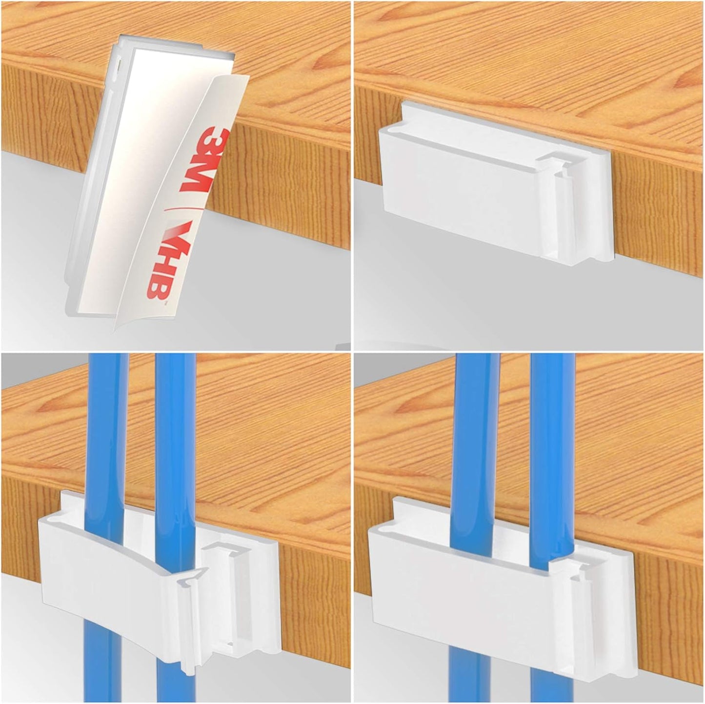 Cable Clips with Strong Self-Adhesive, XIAOXI Multipurpose Wire Clamps for Cable Management and Cable Runs, TV PC Wire Holder Sticky Tidy - White (20pcs)