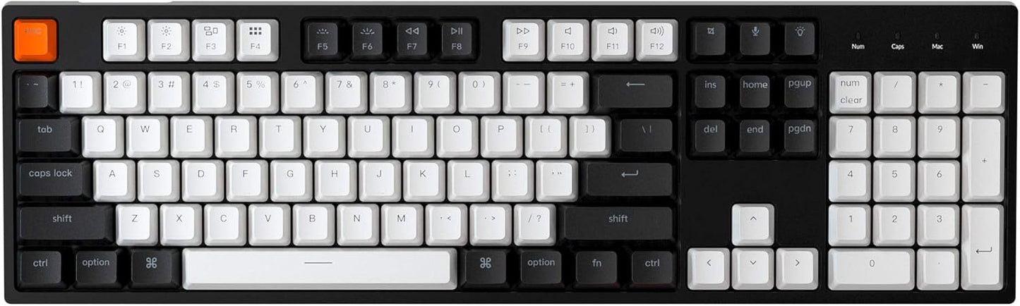 Keychron C2 Full Size 104 Keys USB Type-C Wired Mechanical Gaming Keyboard for Mac Layout, Gateron G Pro Brown Switch/RGB Backlight/Double-Shot ABS keycaps Computer Keyboard for Windows Laptop PC