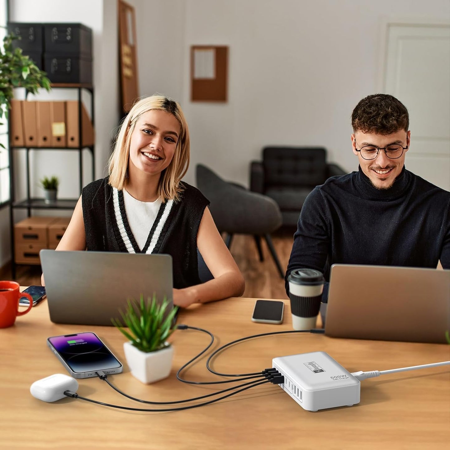 500W Charging Station for Multiple Devices, 10 Ports Charging Blocks for Laptops/Tablets/Cellphones, 140W Max GaN Charger Super Fast Charging for MacBook, Ipad, iPhone, Power Adapter for Travel