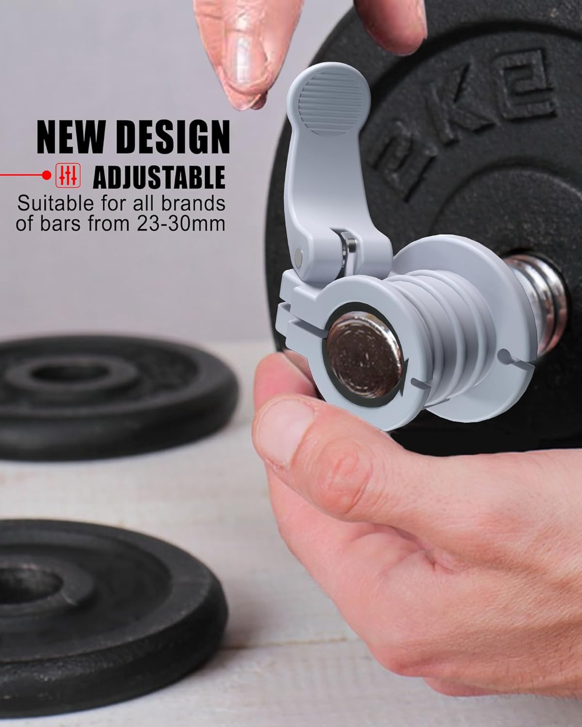 Barbell Clips 1 Inch Quick Release Weight Clamps 0.9-1.18inch Multi-Size Adjustable Olympic Clamps for Bars