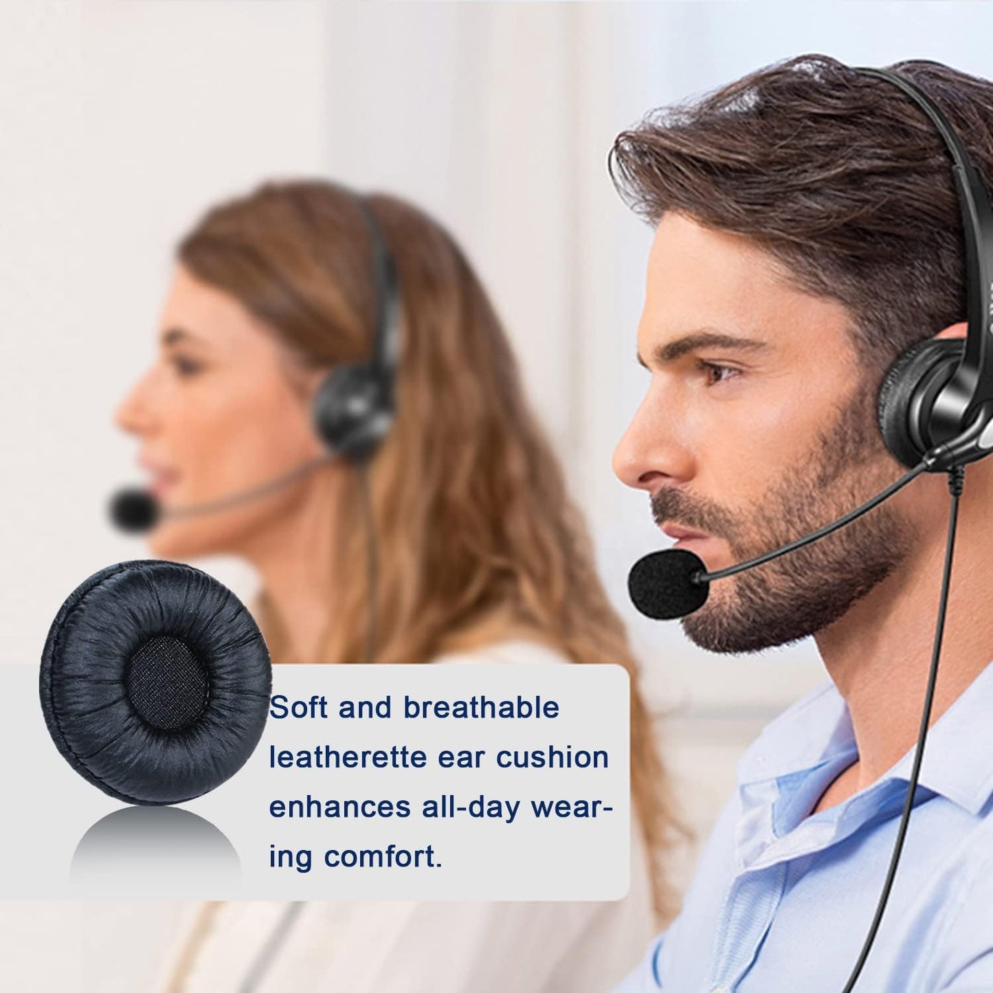 Ear Cushions for Plantronics Headset Replacement Ear Pads Compatible with Plantronics HW251N HW261N HW510 HW520 Blackwire C320 3210 3220 3320 Jabra Biz 1500 GN2000 PRO 920 9450 Headphones (4 Pack)