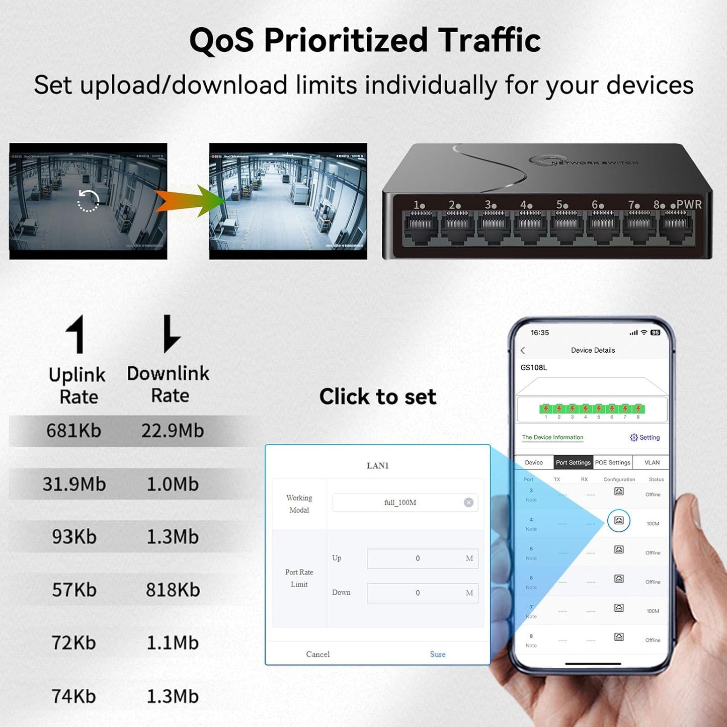 8-Port Gigabit Easy Smart Managed Ethernet Switch | Plug & Play Network Hub with VLAN, QoS, Port Mirroring | Fanless Design | Desktop/Wall Mount for Home/Office