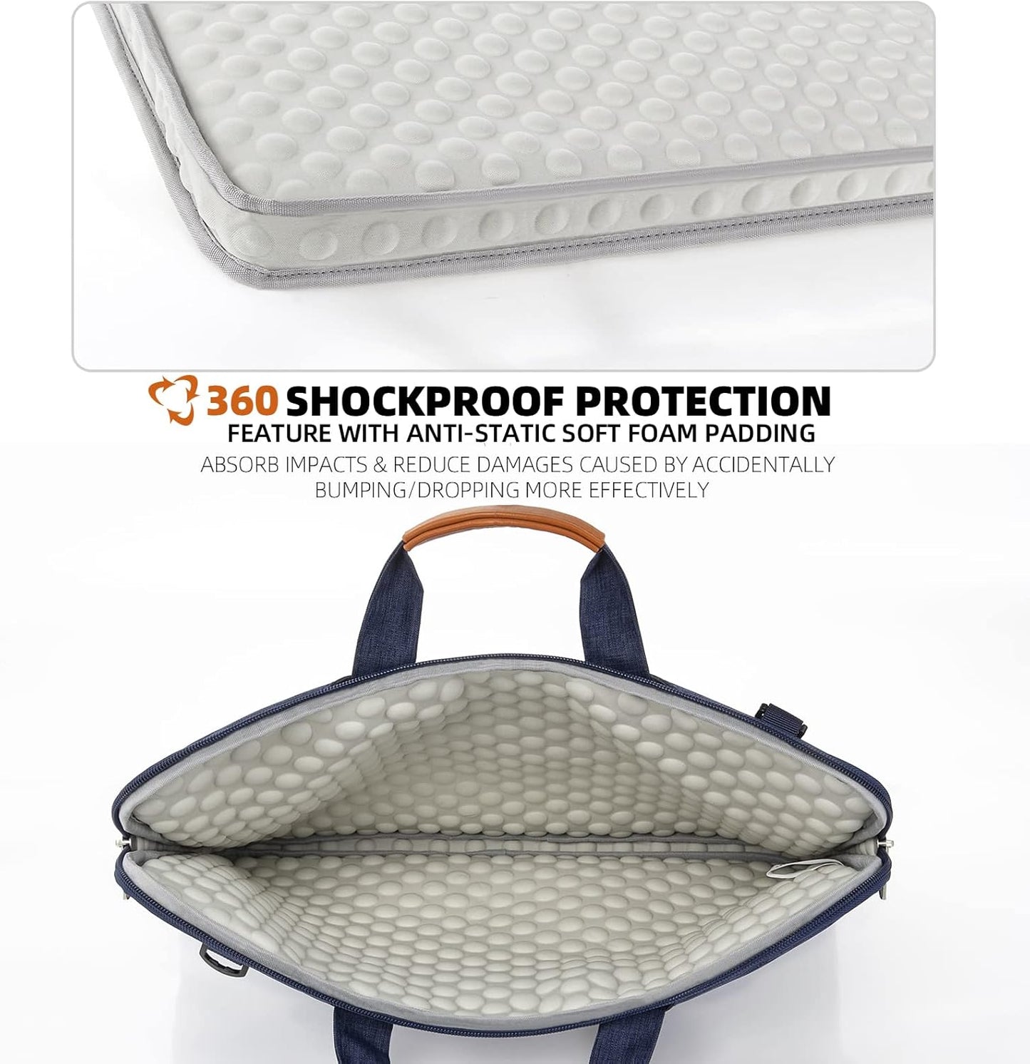 KINGSLONG 15.6 inch Laptop Shoulder Bag, Slim Laptop Sleeve Case, Shockproof Computer Notebook Ultrabooks Carrying Case Handbag Cover Fit for Acer Asus Dell Lenovo HP, Blue