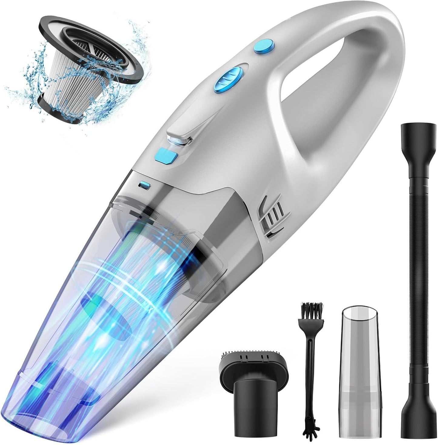 Handheld Vacuum Cordless, Hand Vacuum Cordless Rechargeable with LED Light/Multi Accessories,1.6lbs Car Portable Vacuum Cleaner for Pet Hair, Home, Car, Office