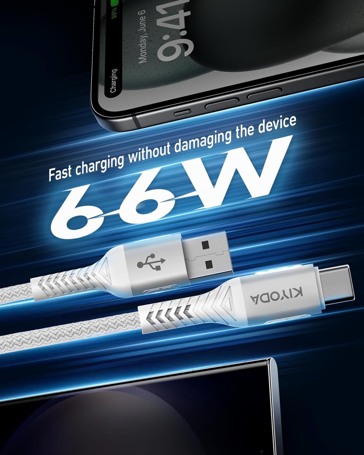 Coiled USB to USB C Cable 6FT, 2Pack Braided USB A to Type C Charger Cable for Car 66W Fast Charging Cord Compatible with iPhone 17 16 15 Pro Max, iPad, Samsung Galaxy, Google Pixel, LG Phones-Silver