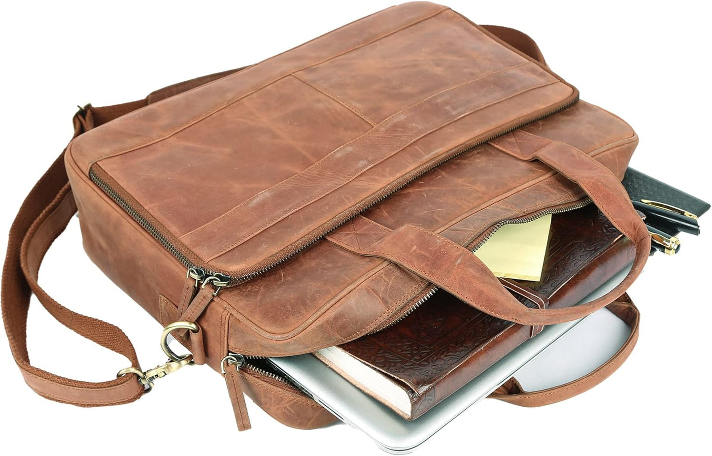 Leather briefcases Laptop Messenger Bags Best Office School College Satchel Bag for Men and Women