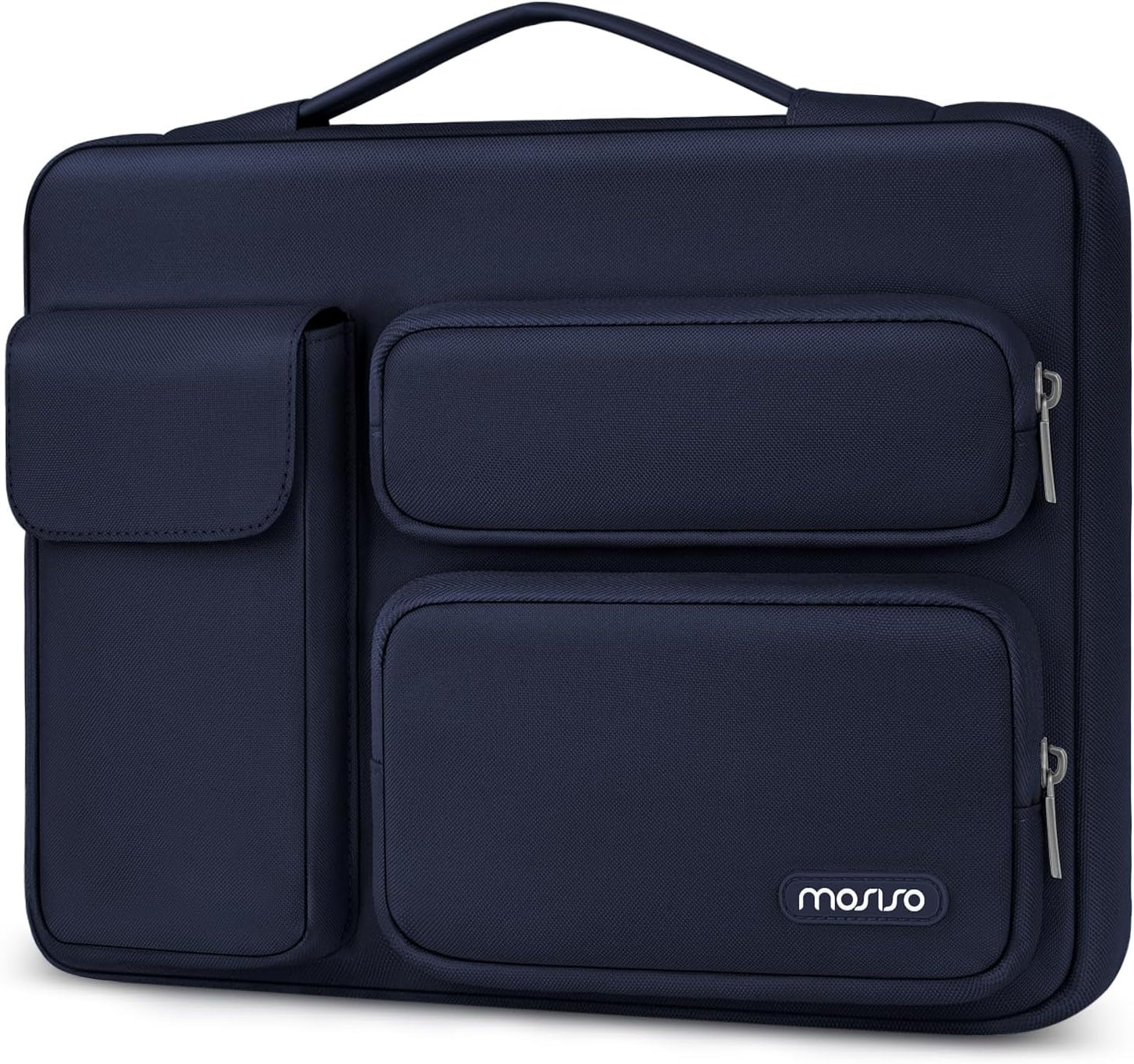 MOSISO 360 Protective Laptop Case 13 inch, Laptop Sleeve Compatible with MacBook Air 13 inch M4 M3 M2 M1 2025-2018 / Pro 13 M2 M1 2025-2016, Side Open Bag with 2 Raised&1 Flapover Pockets, Navy Blue