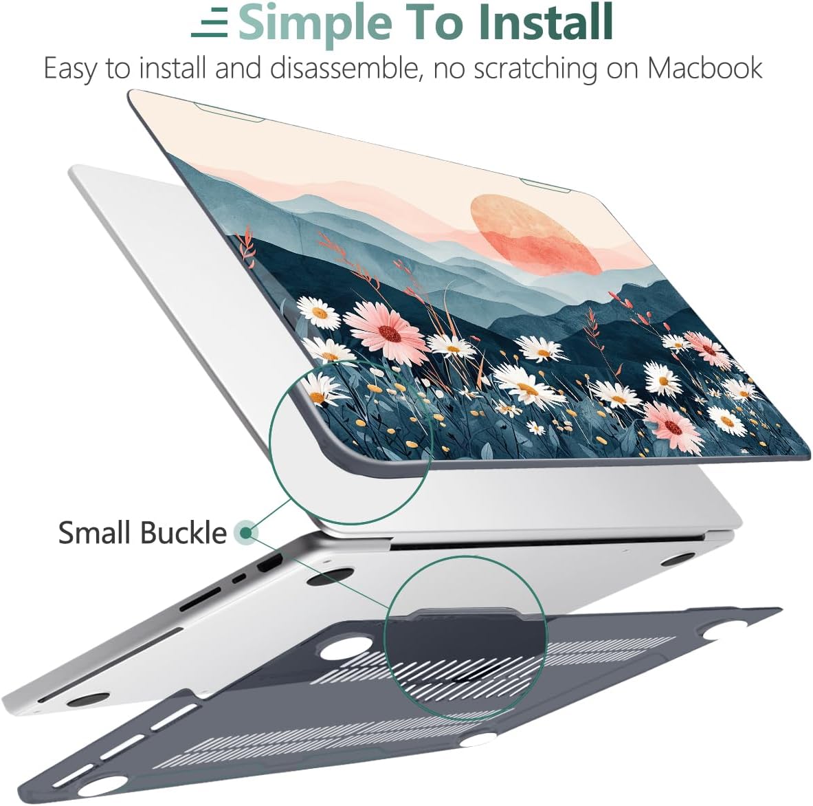 DONGKE for M4 MacBook Pro 16 Inch Case 2024 2023 2021 A3403 A3186 M3 A2991 M2 A2780 M1 A2485 Pro/Max Chip, Plastic Hard Shell Case & Keyboard Cover for Mac Pro 16 with Touch ID, Sun & Daisies