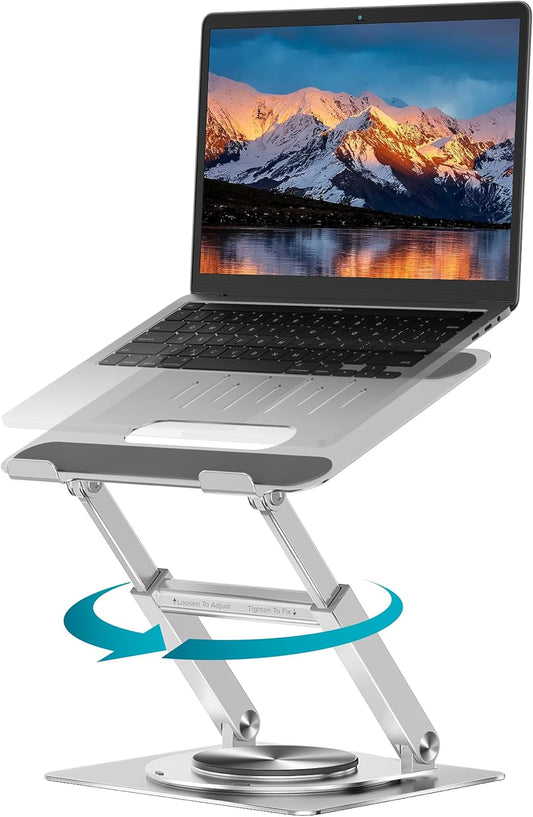 Lifelong 360 Rotating Ergonomic Laptop Stand for Desk, Laptop Riser with Swivel Base, Adjustable Computer Stand for 10-17" MacBook Pro & All Laptops- Portable Standing Desk Converter- Height 16"