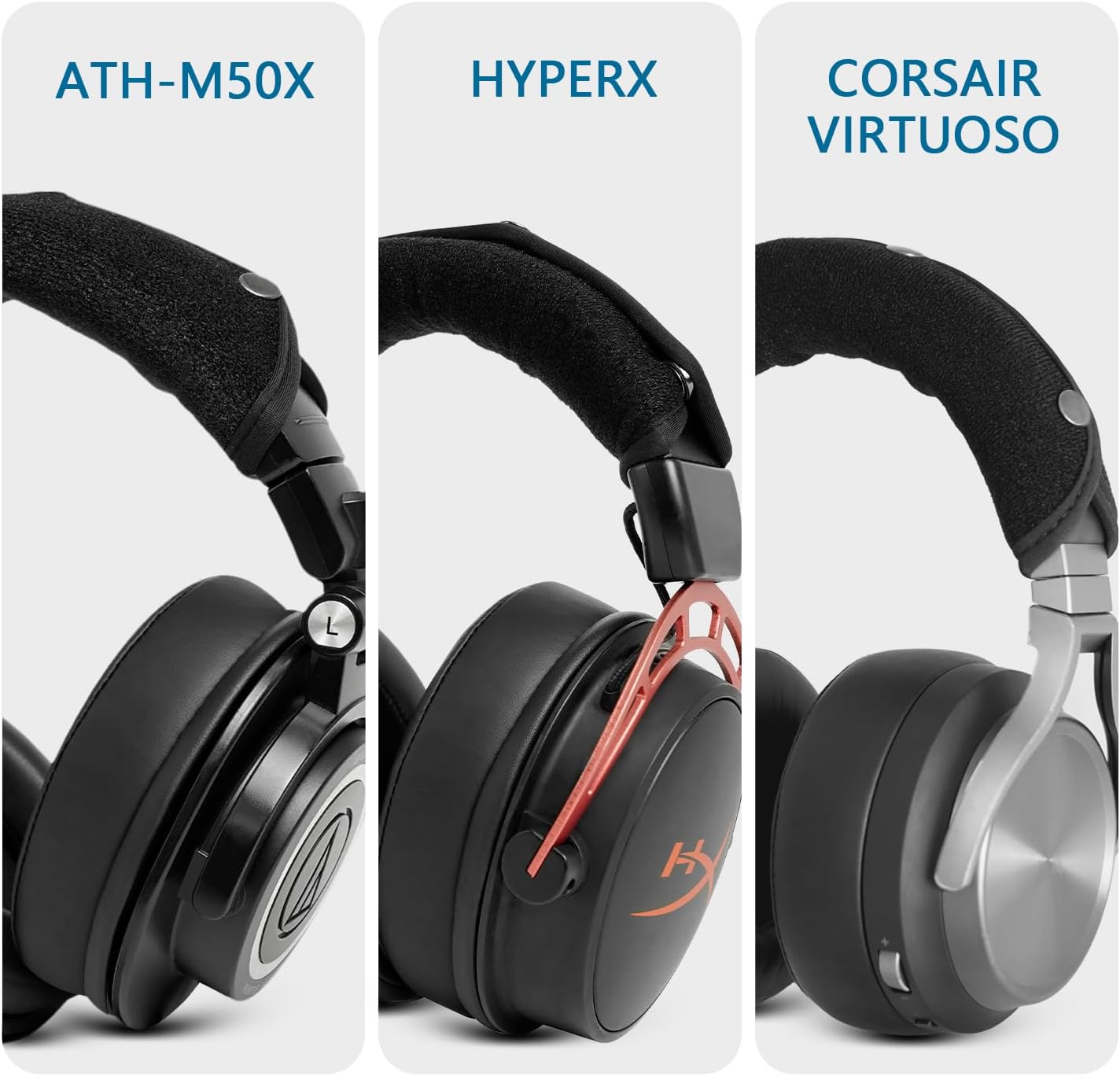 GEVO Replacement Headphone Headband Cover for Corsair Virtuoso, Audio Technica ATH M Series M50X, M50XBT, M50, M40X & More, Cushion Pad Protector Repair Part, Easy Installation No Tool Needed (Black)