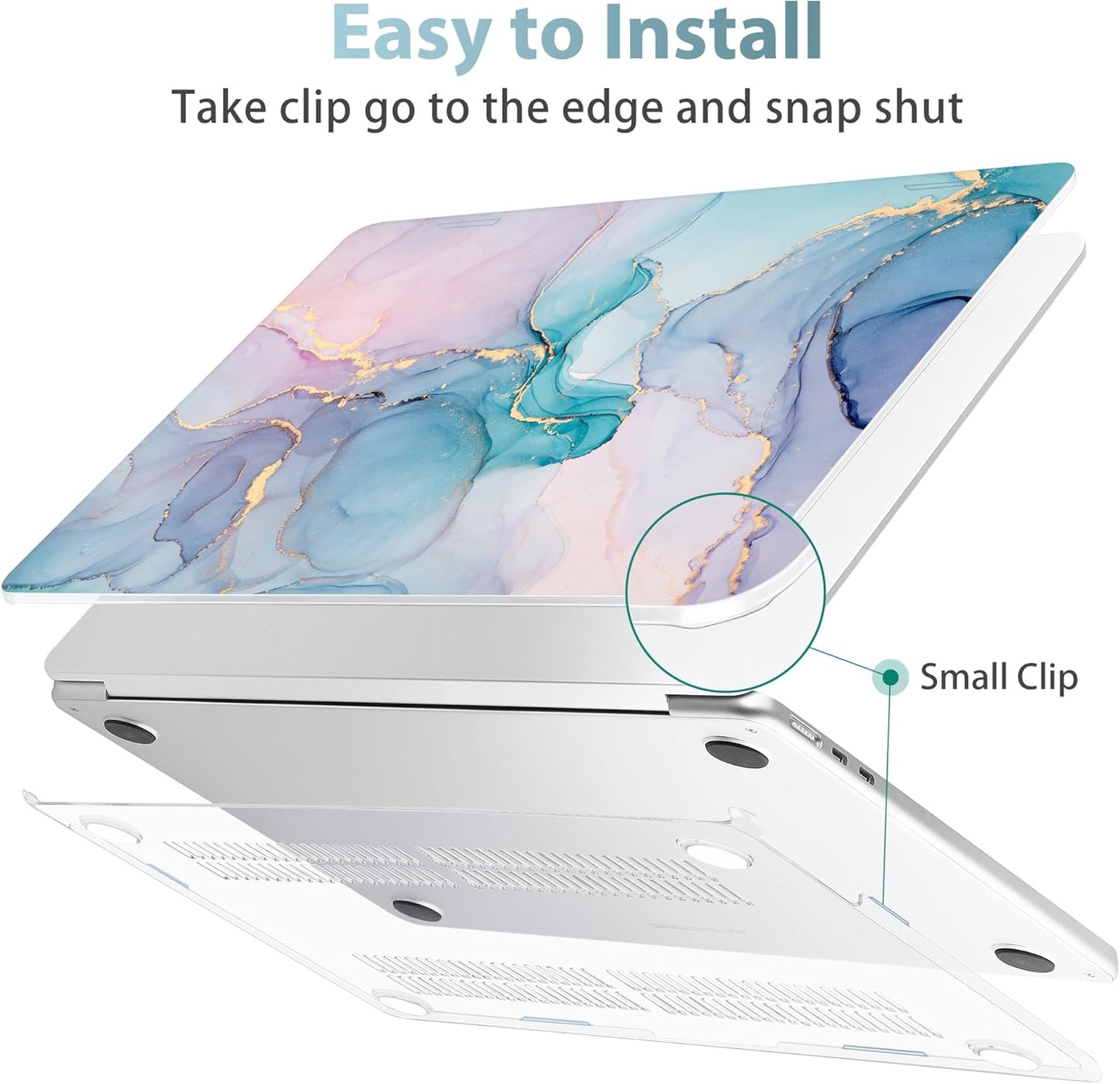 May Chen for MacBook Air 13.6 inch Case A3240 M4 A3113 M3 A2681 M2 with Retina Dispaly, 2025 2024 2023 2022 Release, Plastic Hard Shell Case with Screen Protector & Keyboard Cover, Gentle Marble