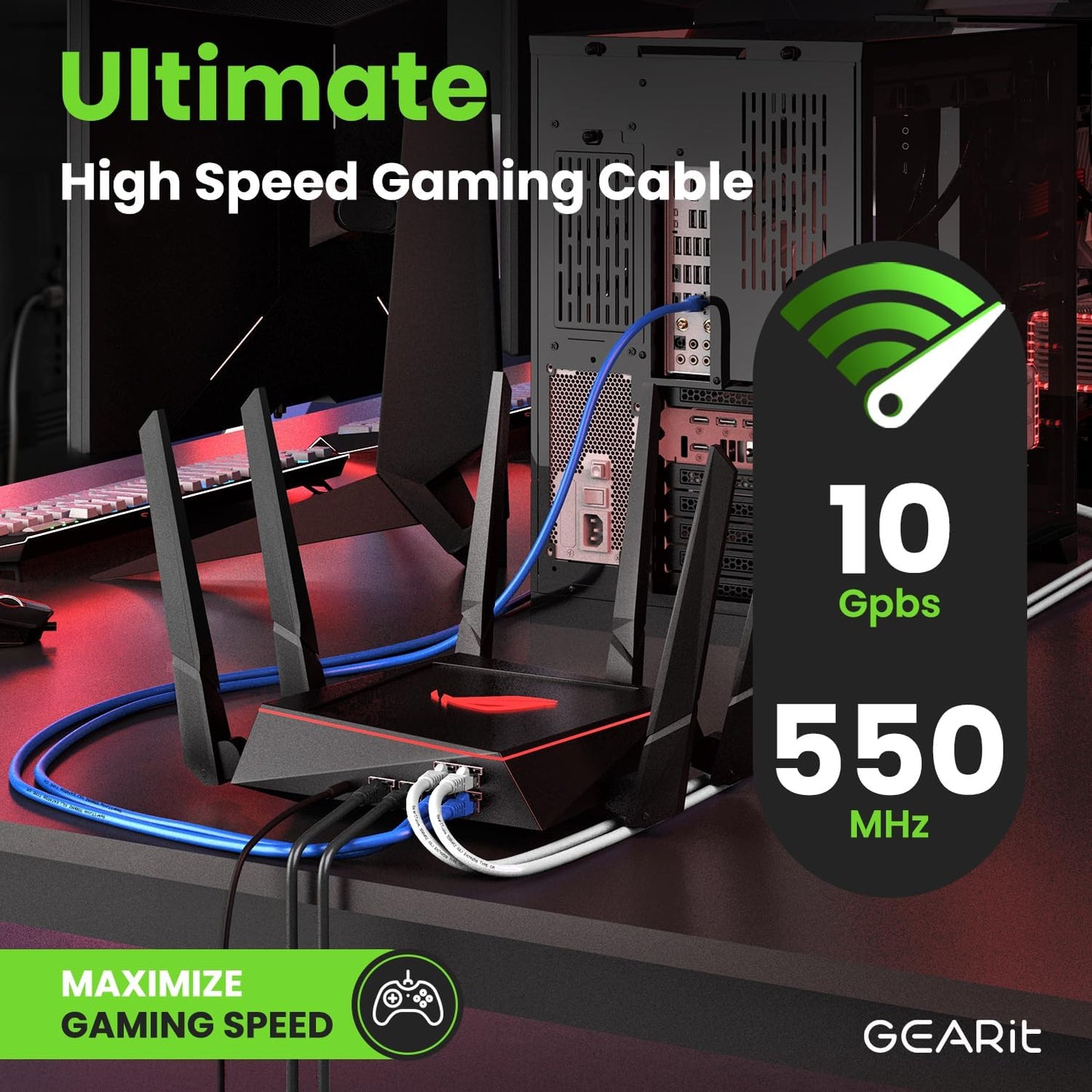 GEARit Cat 6 Ethernet Cable Pack Ð 1-Pack 14 ft Cat6 Ethernet Patch Cables | RJ45 Network Patch Cable, 10 Gbps Snagless Gold-Plated Connectors Ð Ethernet Cable Cat 6 for PC, TV, Router Ð Black