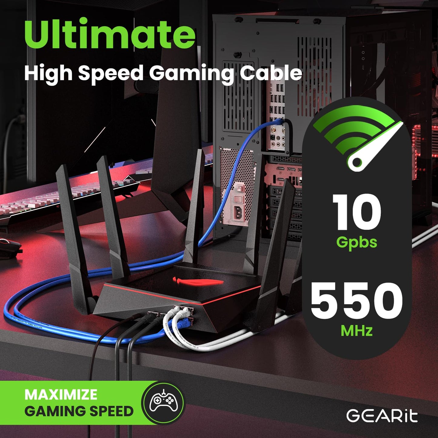 GEARit Cat 6 Ethernet Cable Pack - 24-Pack 6 ft Cat6 Ethernet Patch Cables | RJ45 Network Patch Cable, 10 Gbps Snagless Gold-Plated Connectors - Ethernet Cable Cat 6 for PC, TV, Router - Black