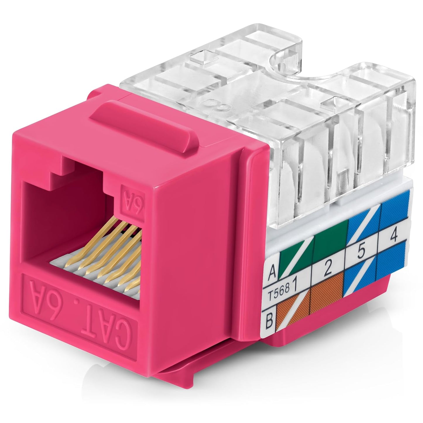Everest 90° Angled RJ45 Cat6A Keystone Jacks 50-Pack in Pink - Slim Profile Female RJ45 Connectors - Cat 6A Keystone Jack - Compatible with 90° Angled Speed Termination Tool - easyJACK (B094WB91H3)