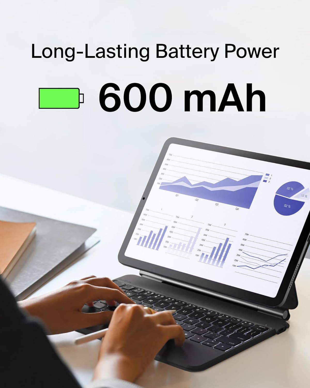 Belkin Pro Keyboard Case w/Magnetic Stand, Backlit Bluetooth Keyboard, Multi-Gesture Controls, Magnetic Apple Pencil Storage Compatibility, & Multimedia Keys for iPad Pro 11" (M4) - Black