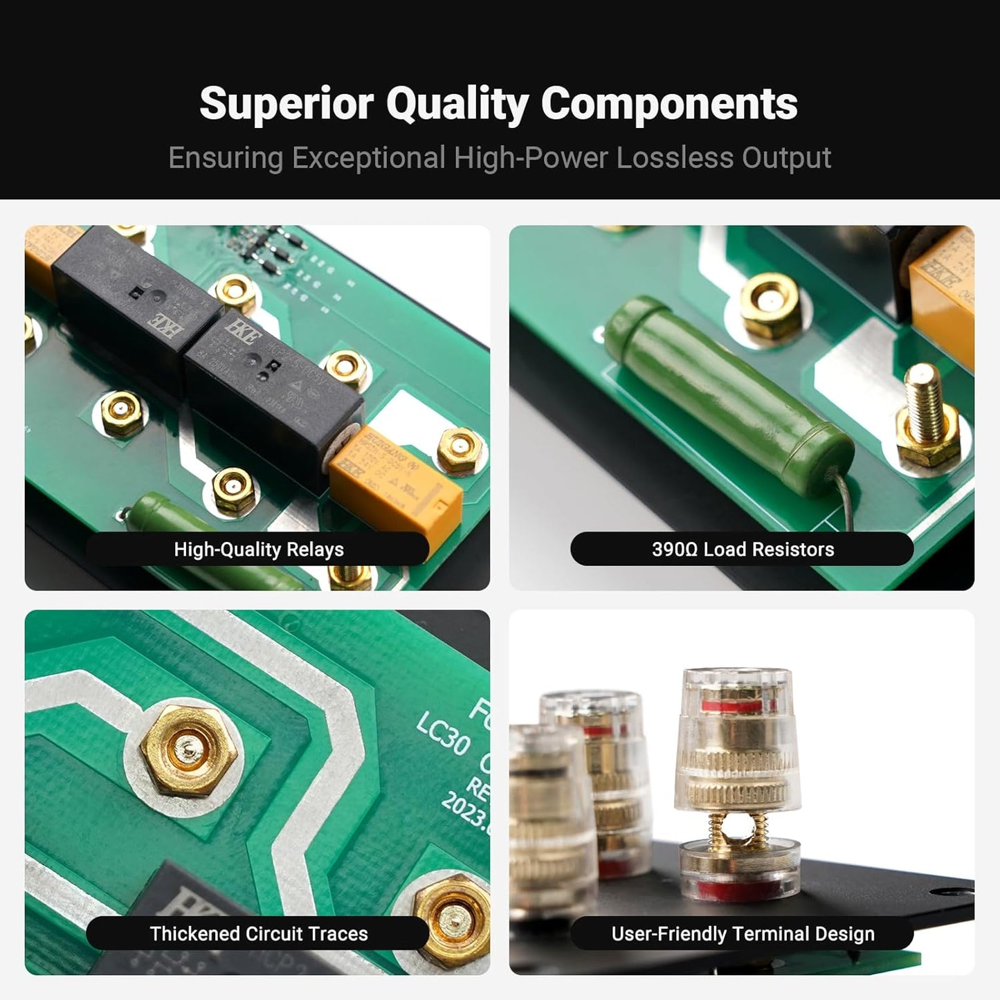 Fosi Audio LC30 VU Meter Amplifier Speaker Selector Switch Box Audio Visualizer 2 in 2 Out Vintage Switcher for High Power Stereo Class A, B, AB, D, Tube Amps Home Audio Component with Remote Control