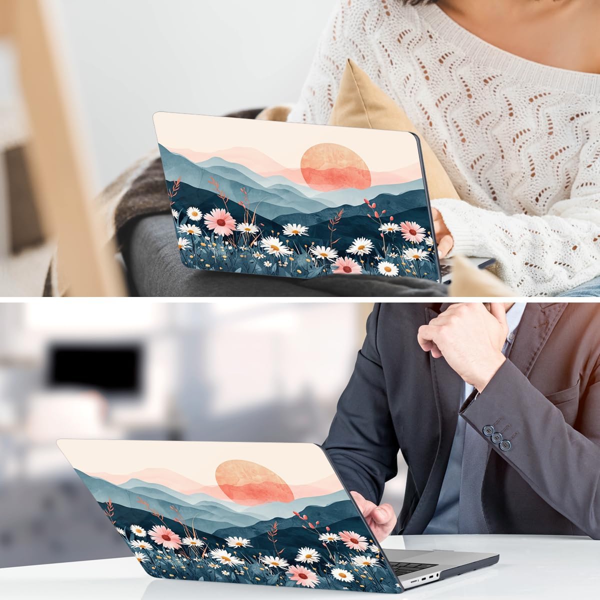 DONGKE for M4 MacBook Pro 16 Inch Case 2024 2023 2021 A3403 A3186 M3 A2991 M2 A2780 M1 A2485 Pro/Max Chip, Plastic Hard Shell Case & Keyboard Cover for Mac Pro 16 with Touch ID, Sun & Daisies