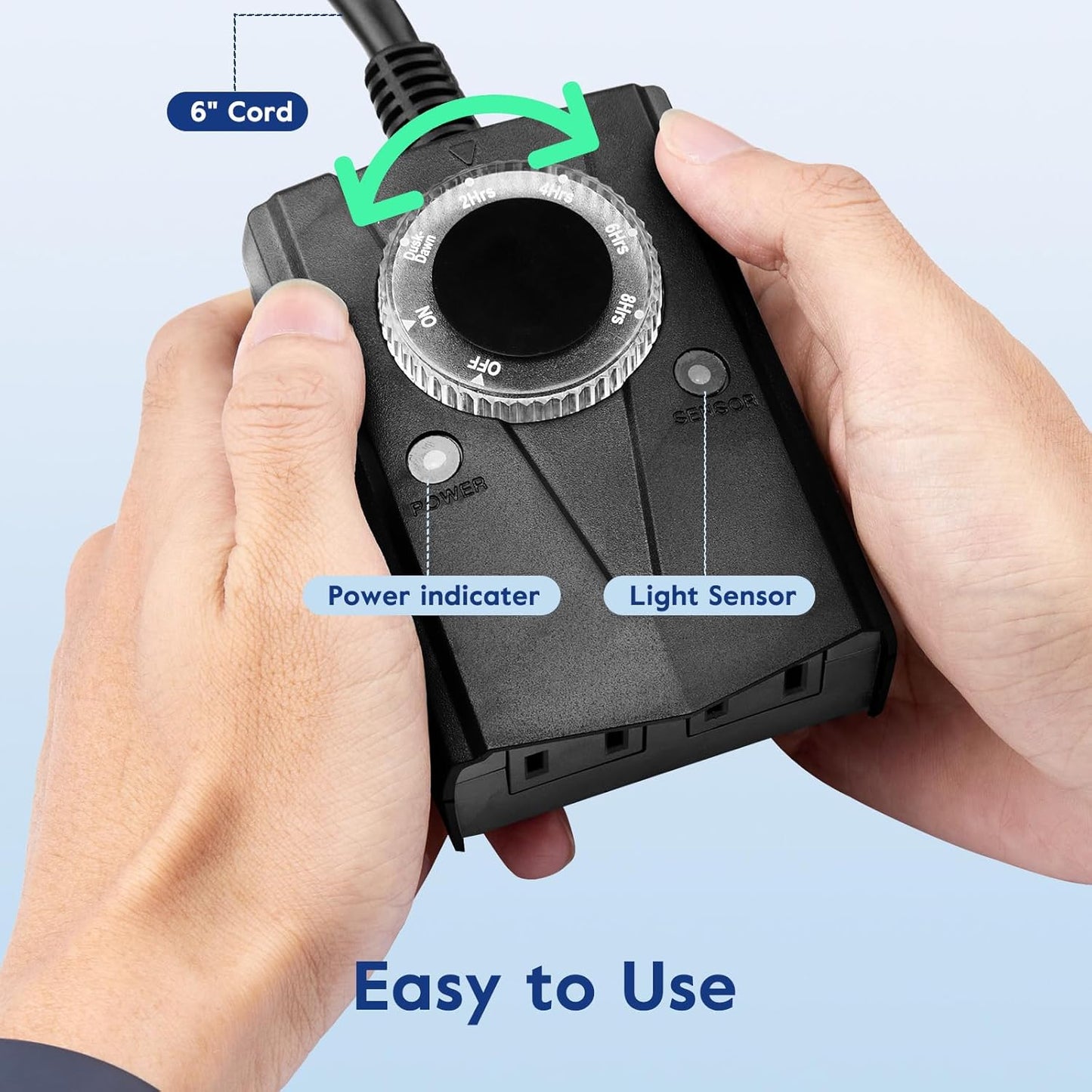 Brightown Outdoor Light Sensor Timer Waterproof, Mechanical Plug in Timer Switch, Outdoor Light Timer for Electrical Outlets, 2 Grounded Electrical Outlets for Christmas String Lights, Lighting Decor