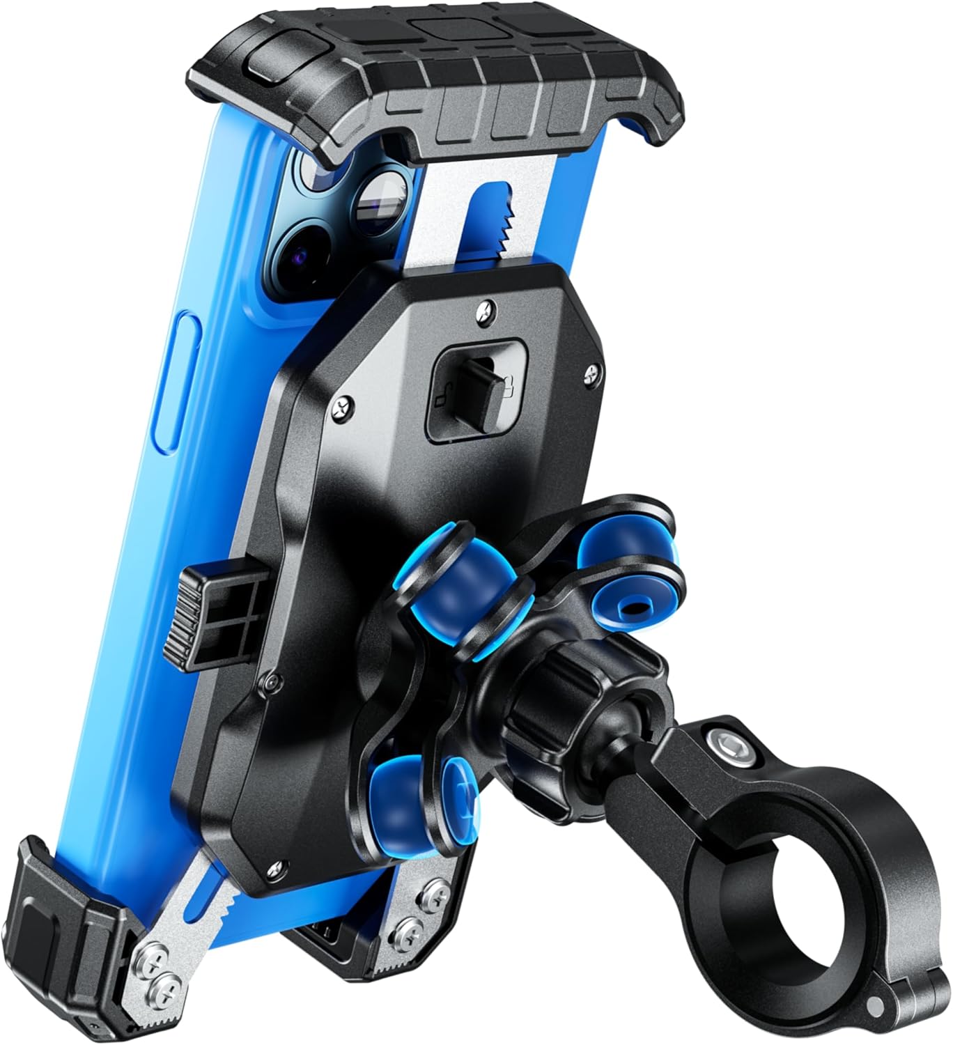 Kewig Motorccyle Phone Mount with Vibration Dampener, 1s Lock Motorcycle Phone Holder with Aluminum Alloy Mounting Base, Bike Handlebar Phone Holder for Motorcycle Bike Scooter, for 5.5''-7.2'' Phones