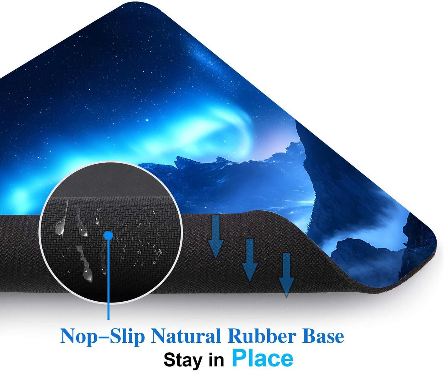 Blue Aurora Mountains Mouse Pads for Desk, Portable Wireless Computer Mouse pad Small Design with Women, Non-Slip Rubber Base Laptop Mousepad 9.5" x 7.9" Smooth Surface for Office & Travel