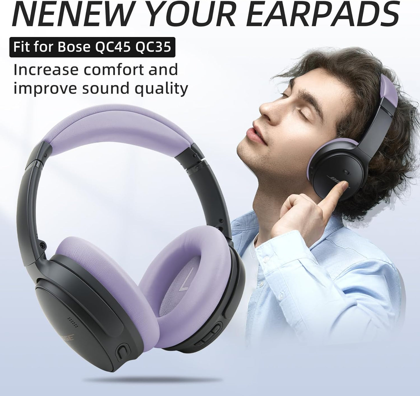 Ear Cushions and Headband Cushion Foam for Bose QuietComfort 35 45 (QC35 QC45) Headphones Accessories Easy to Install (Purple)