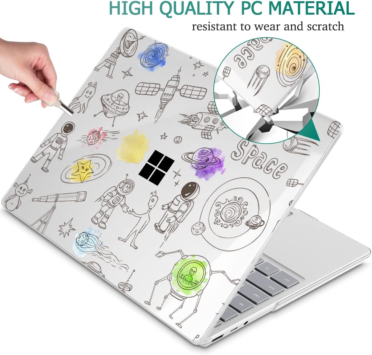 Tuiklol Case for 15 Inch Microsoft Surface Laptop 5/4/3 2022-2020, Model 1979/1953/1872/1873 Hard Shell Cover, Keyboard Cover+Screen Protector+Dust Plugs,Astronaut