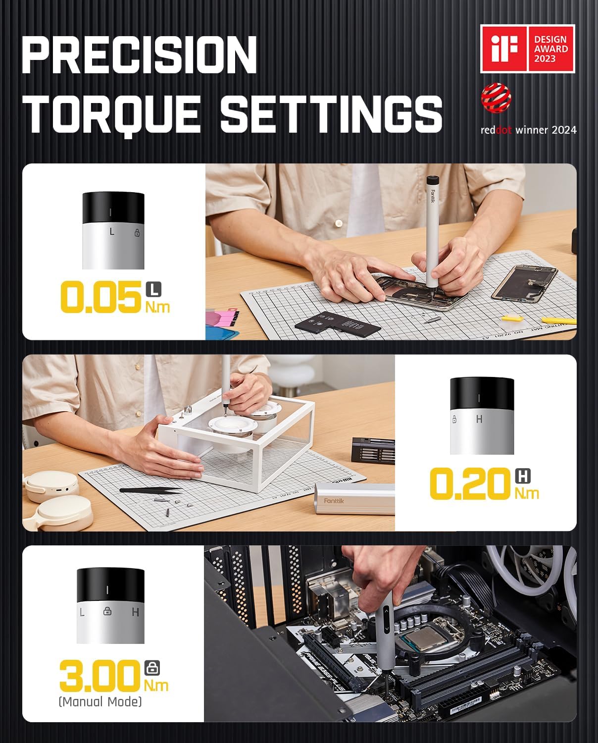 Fanttik E1 Max Electric Screwdriver, Mini Precision Screwdriver Set, 50 Magnetic Bits, Magnetic Storage, 5/32‘’Hex, Repair Tool Kit for Electronics Phone Camera Laptop Watch (Silver)