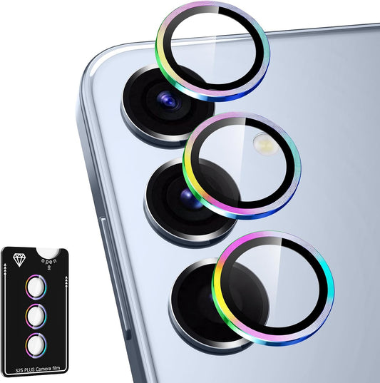 for Samsung Galaxy S25 Plus Camera Lens Protector, Individual Metal Ring Tempered Glass Lens Cover, [Strong Adsorption] Scratch Resistant Ultra-Thin HD Clear Lens Cover, 1 Set-Colorful