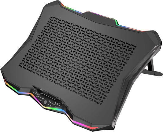 AICHESON Laptop Cooling Pad, Chill Pad for 15.6-17.3 Inch Notebook with 7 Height Slots, 2 USB Ports, Rainbow Lights, Perfect for Reducing Temperature of Laptop, AA3