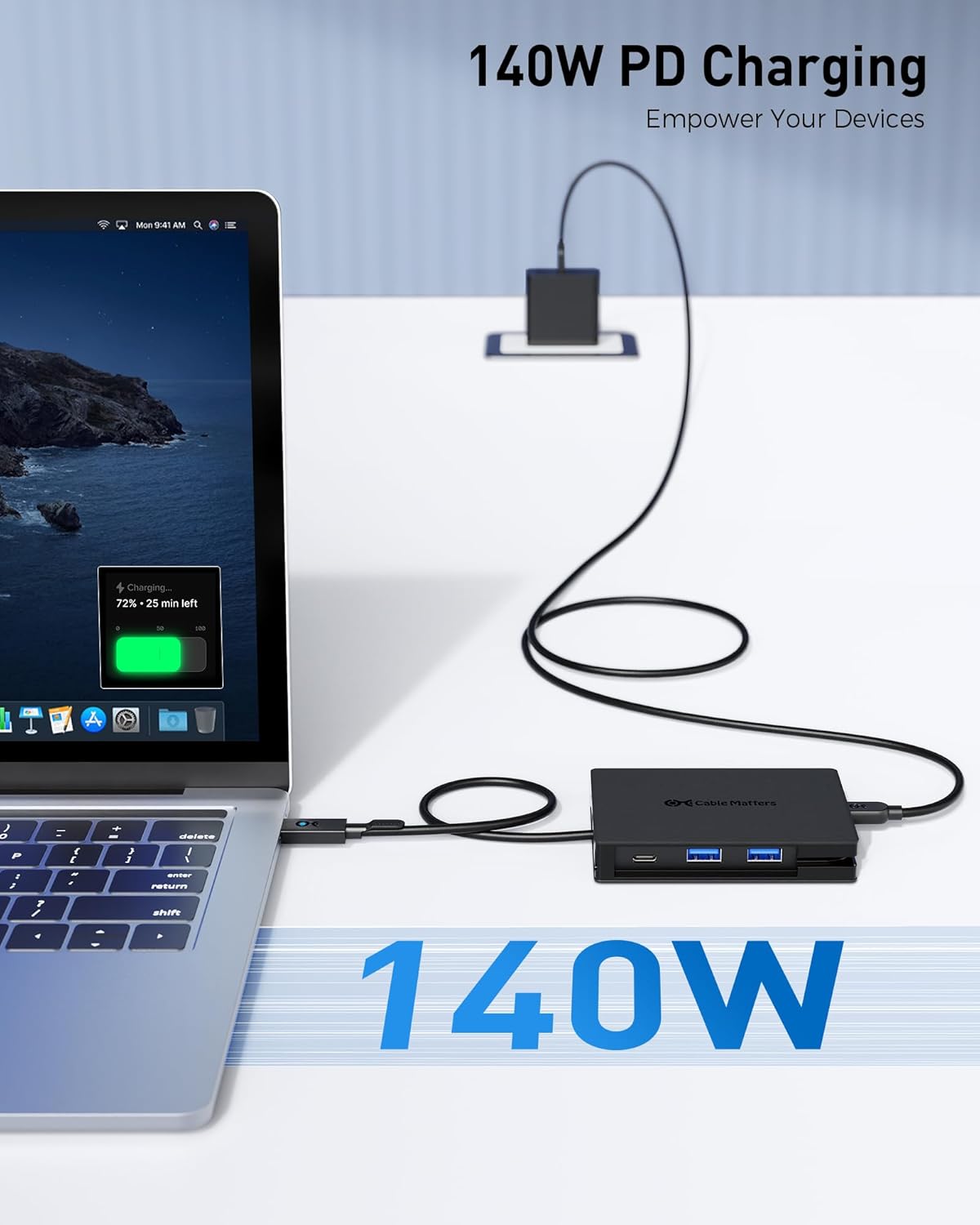 Cable Matters 8-in-1 USB C Hub Multiport Adapter with Dual 4K@60Hz HDMI, 140W PD Charging, Gigabit Ethernet, 10Gbps Data Transfer: 2x USB-C & 1x USB-A 3.2 Ports (Support ONE External Display on MacOS)