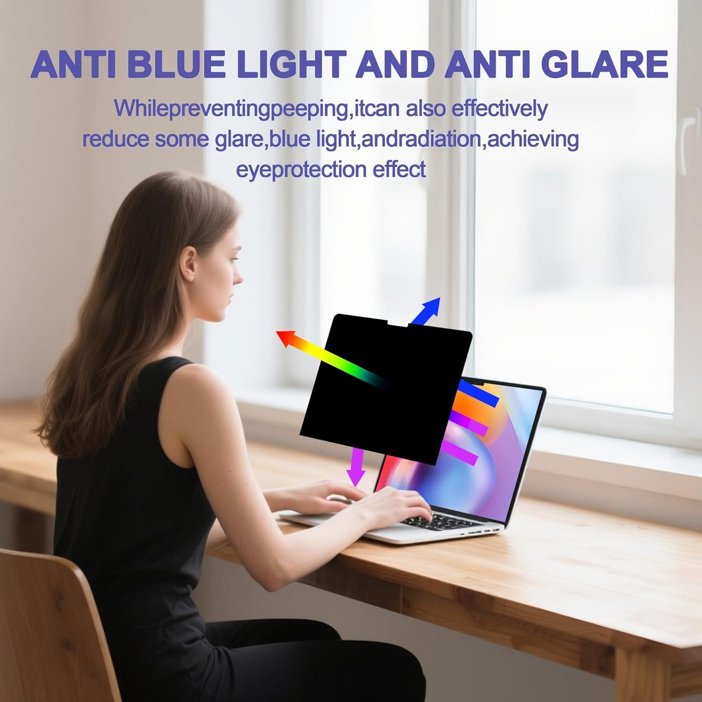 360° Privacy Screen Protector for Macbook Air 13.6/13 Inch (2022-2025, M2, M3，M4), Privacy Screen Filter for Macbook Air 13.6 Inch, Anti-Spy/Anti Fingerprint/Anti Blue Light/Anti Glare