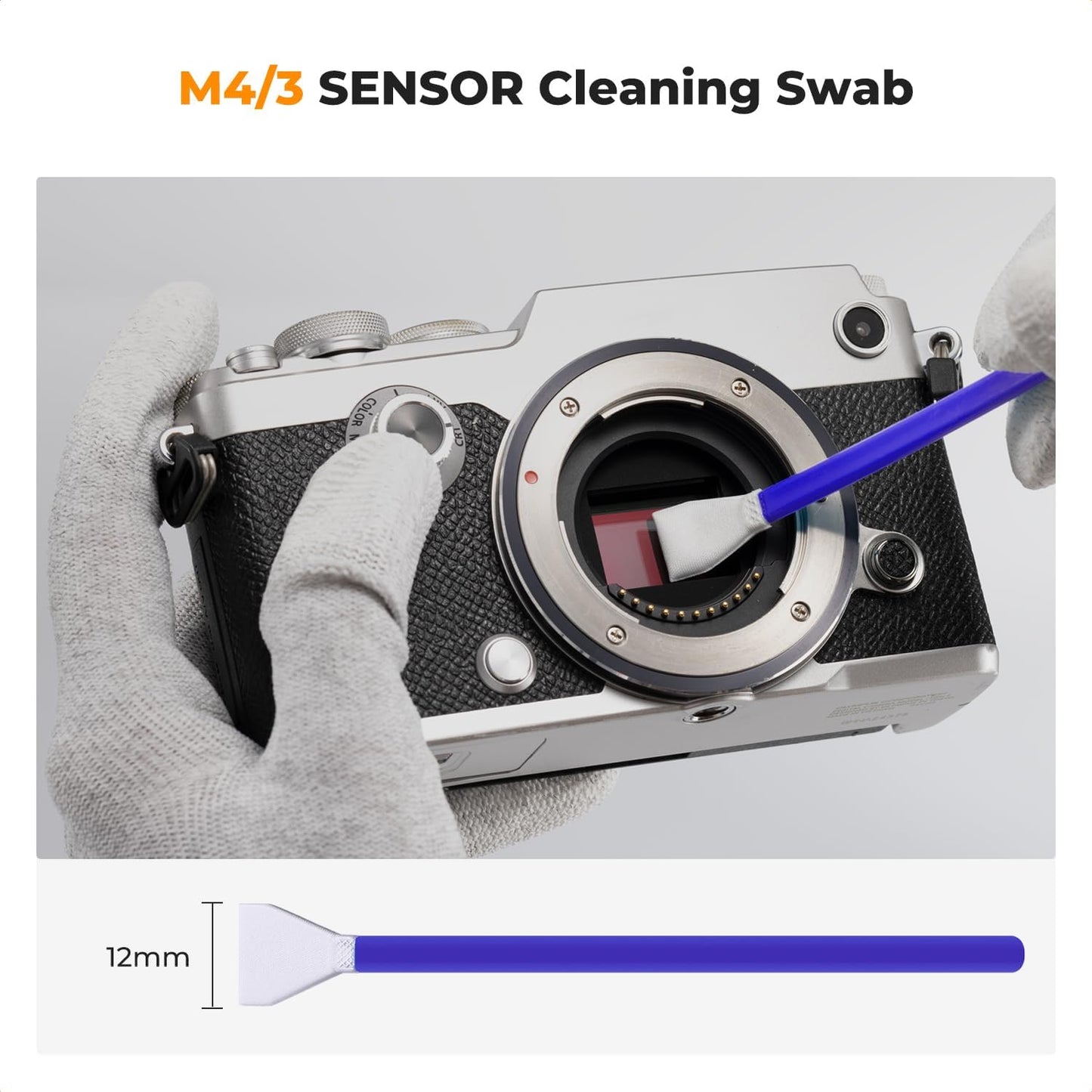 K&F Concept 12mm Micro Four-Thirds 4/3 (MFT) Sensor Cleaning Swab*10, M43 Sensor Cleaning Swab for All Models of M4/3 Camera Sensors, Including M4/3 Cameras from Olympus and Panasonic