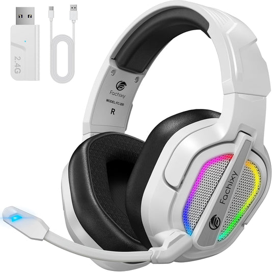 FC200 Wireless Gaming Headset for PS5, PS4-2.4GHz USB Foldable Headphones with Mic - 3D Stereo Bluetooth Headset with 50Hrs Battery Life, for Switch, PC, Mac, Mobile