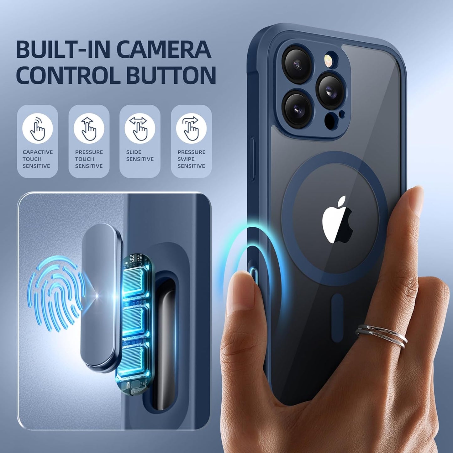 BERFY Magnetic for iPhone 16 Pro Case, Compatible with MagSafe, Built-in Privacy Screen Protector and Upgraded Camera Protection, Anti-Spy Full Body Shockproof Phone Case for 16 Pro 6.3", Blue