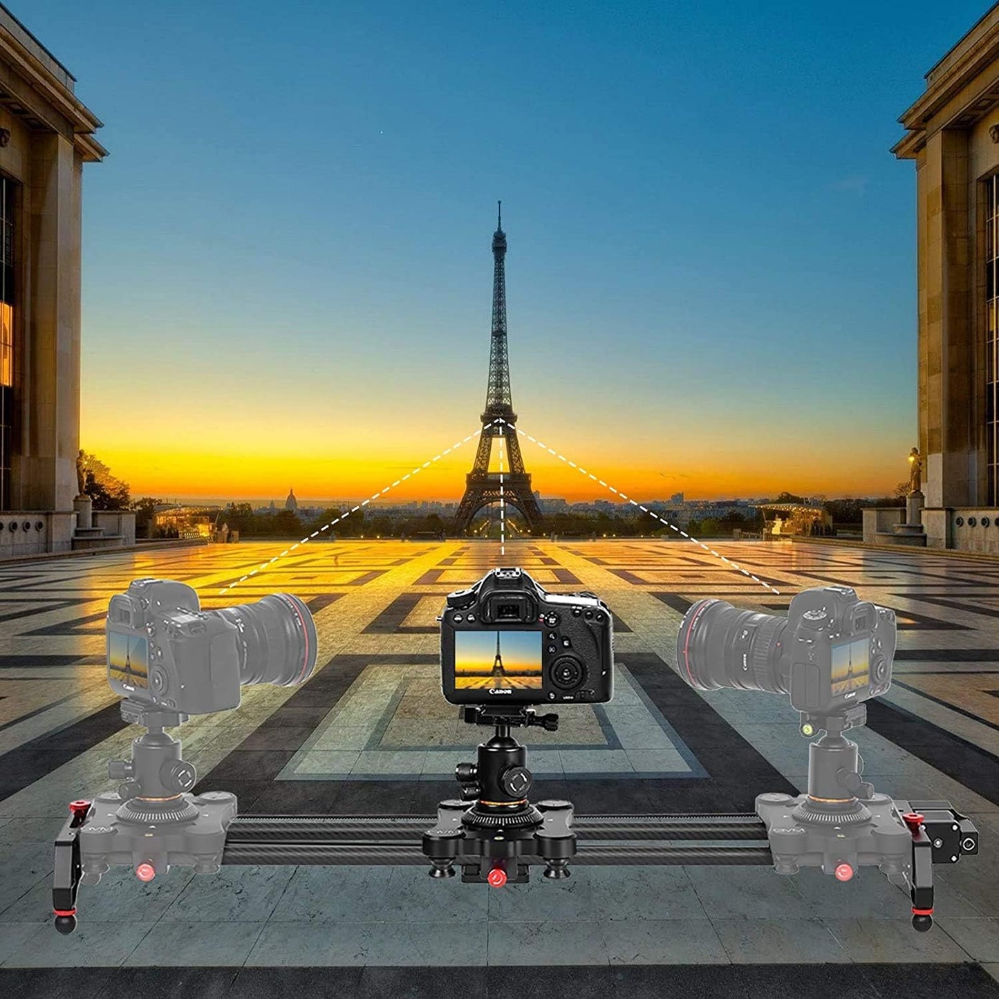 GVM Motorized Camera Slider, 31" Carbon Fiber Dolly Rail Camera Slider with Time-Lapse Photography, Tracking Shooting and 120 Degree Panoramic Shooting for Most Cameras, with Remote Controller