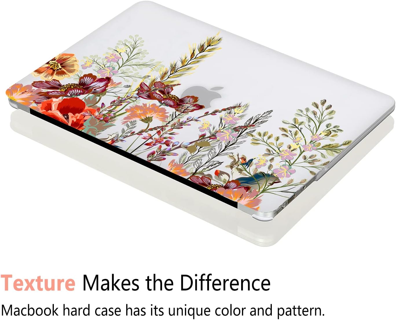 Case for MacBook Pro 13 inch M2 M1 A2338 A2289 A2251 A2159 A1989 A1706 A1708 2023-2016 Release, Matte Clear Cover & Keyboard Cover & Screen Protector for Pro 13.3 with Touch ID, Field Flowers