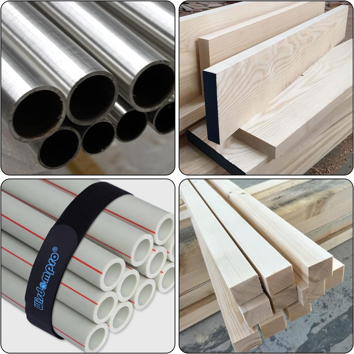 Extra Large 4 Pack 2 x 60 Inches Hook and Loop Strap, Reusable Fastening Cable Tie Down Straps by Wisdompro - Reusable, Durable Functional Cinch Cable Straps for Your Home, Office, Workspace