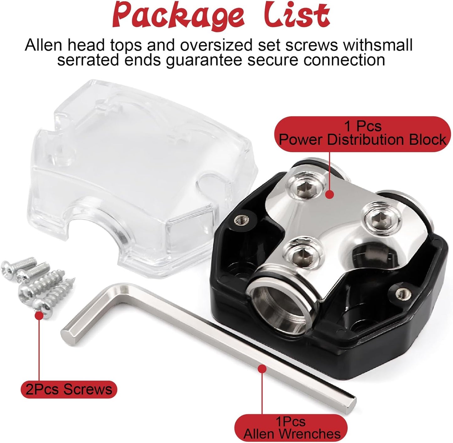 2 Way Power Distribution Block 1x 0 GA in 2X 0 GA Out Circuit Protector Distribution Connecting Blocks for Car Audio Splitter,1Pc with Installation Kit
