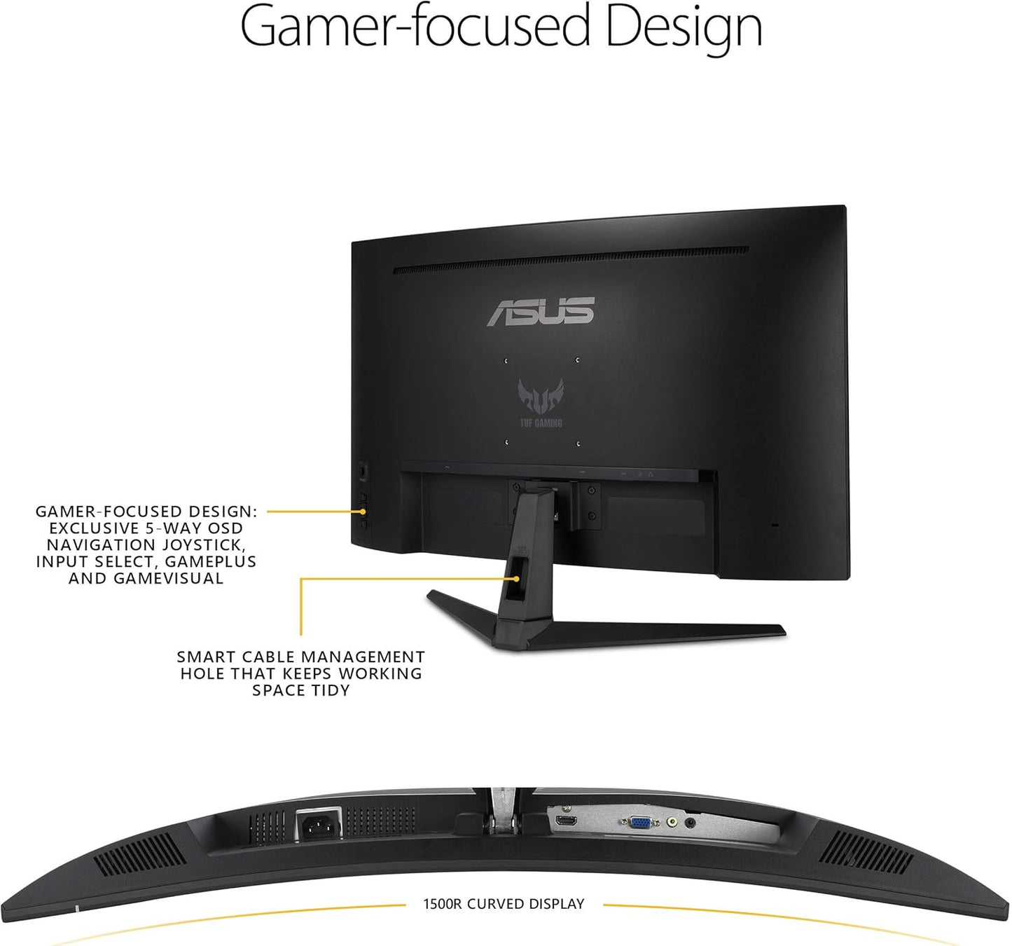 ASUS TUF Gaming VG328H1B 32” Curved Monitor, 1080P Full HD, 165Hz (Supports 144Hz), Extreme Low Motion Blur, Adaptive-sync, FreeSync Premium, 1ms, Eye Care, HDMI D-Sub
