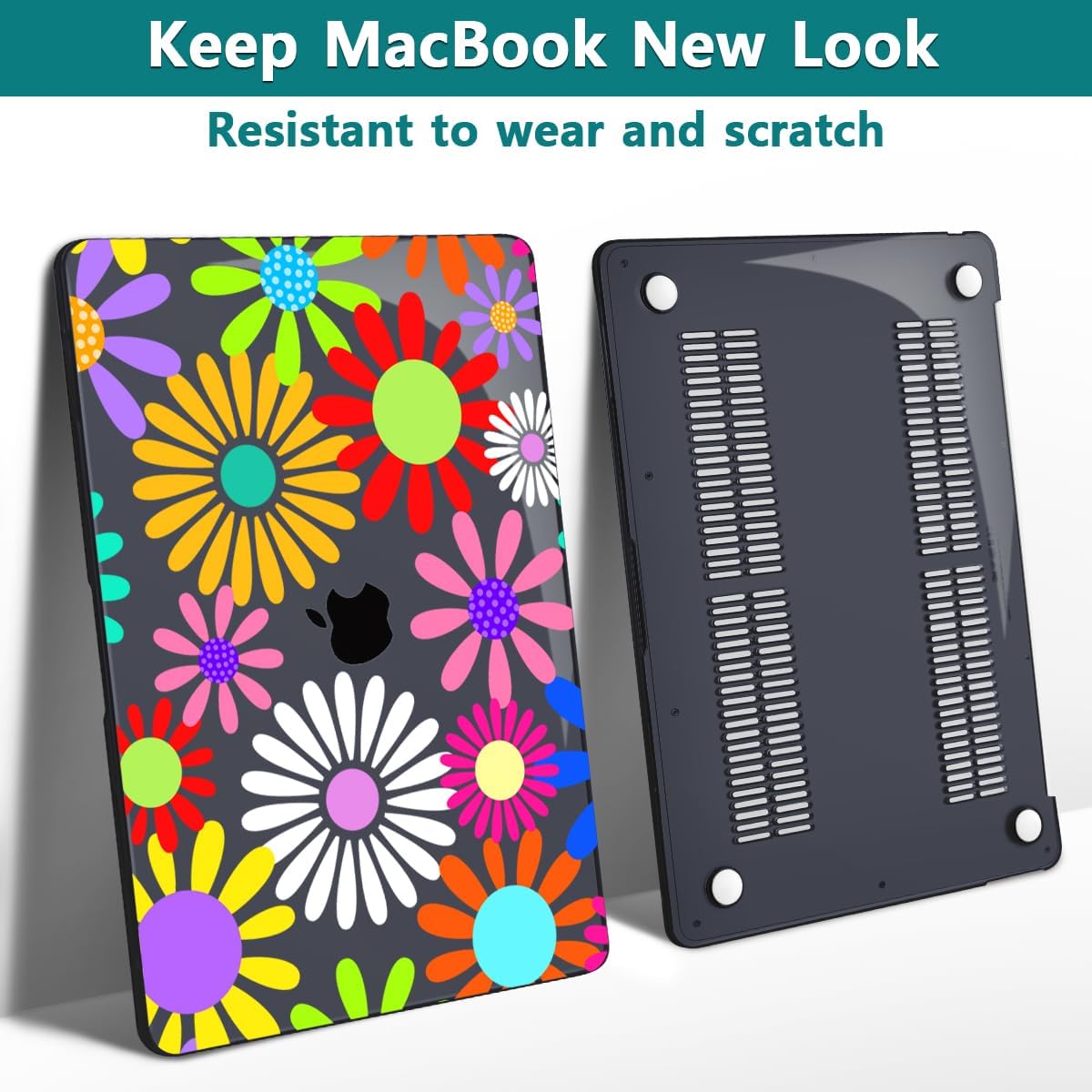 Teryeefi for MacBook Air 13 inch Case 2020 2019 2018 fits Model M1 A2337 A2179 A1932 with Retina Display with Touch ID, Plastic Hard Shell Case & Keyboard Cover, Abstract Flowers A001