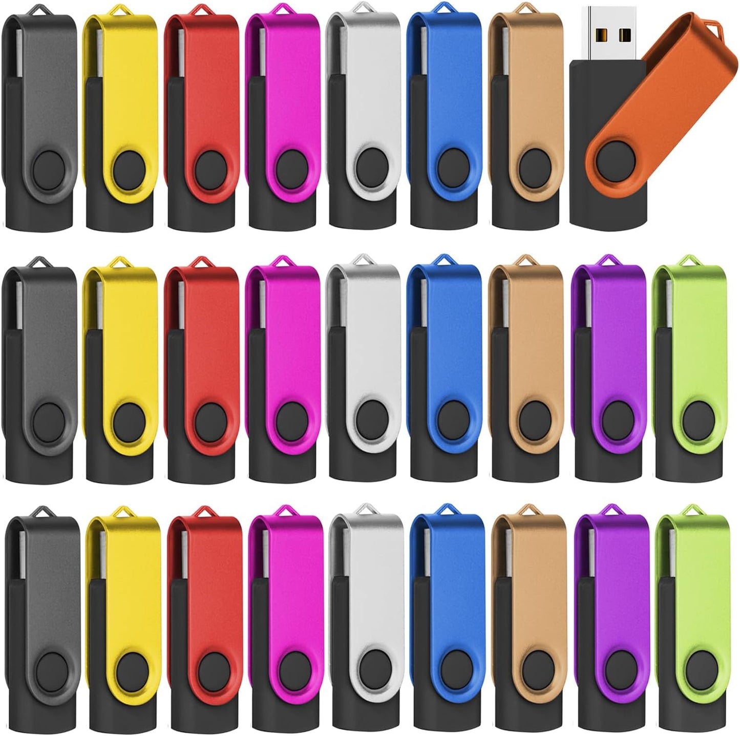 EASTBULL Flash Drive Bulk 4GB USB 100 Pack with Lanyards USB 2.0 Thumb Drive Bulk Memory Stick Swivel Pen Drive for Storage and Backup(4GB 100Pack, Mixed Color)